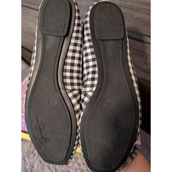 Women's Jessica Simpson Black White Checked Ballet Flats Size 7/37 Bows EUC - Picture 7 of 7